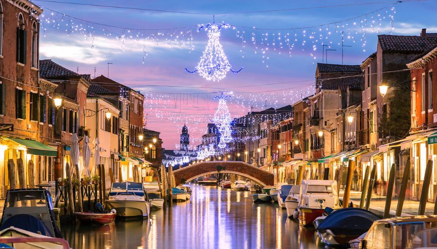Venice canals at Christmas